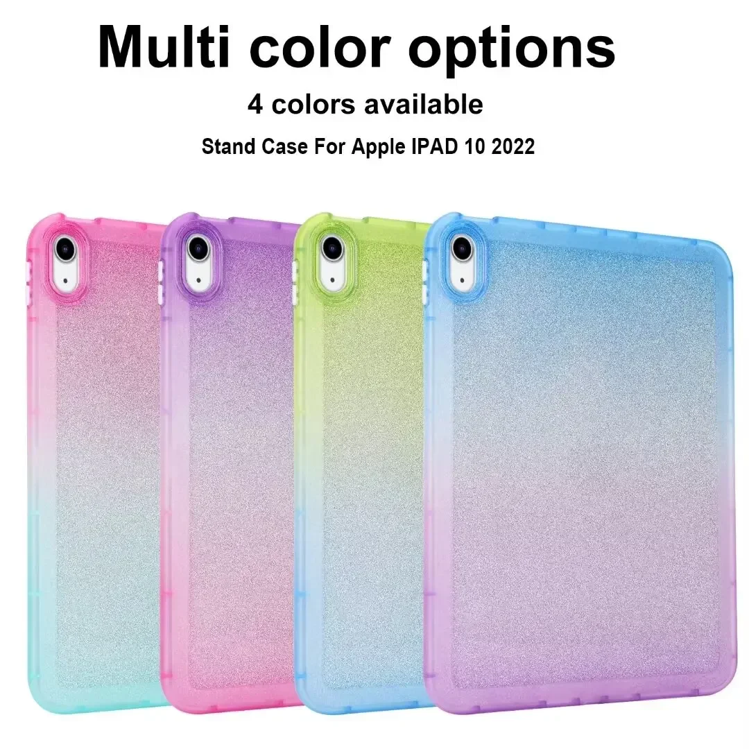 Kids Case for iPad 10 2022 10th Gen 10.9 inch TPU Gradient Colour Glitter Shockproof Soft Cover for iPad Air 5 4 10.9