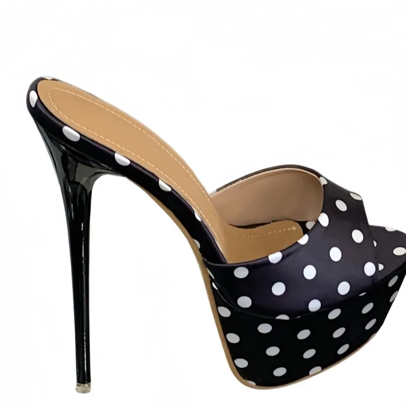 Archeva Women Summer Polka Dot Platform Mules - Ultra High Stiletto Heel Slide Sandals Women Size 35-42