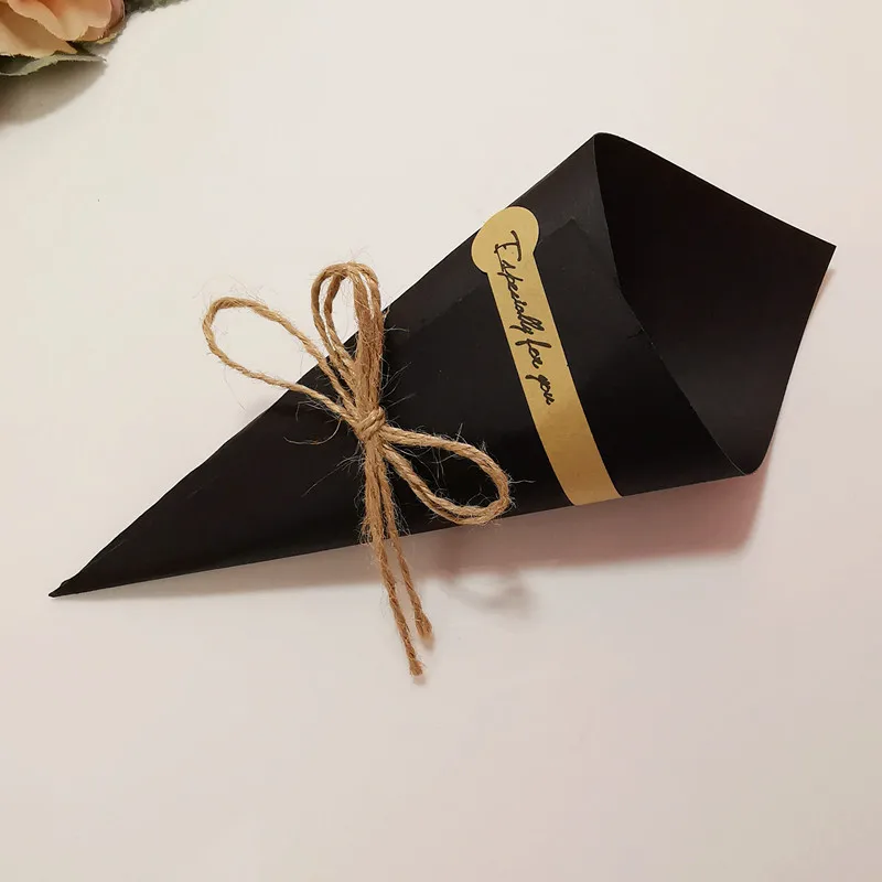20Pcs Kraft Paper Confetti Cones Holder Stand Box Flower Tray Rustic Cones Holder Favour Boxes Wedding Birthday Party Decoration