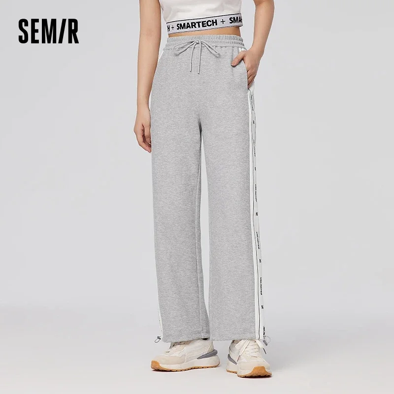 Semir Casual Pants Women Spliced Letters Wide Leg Pants 2023 Spring New Slim Pants