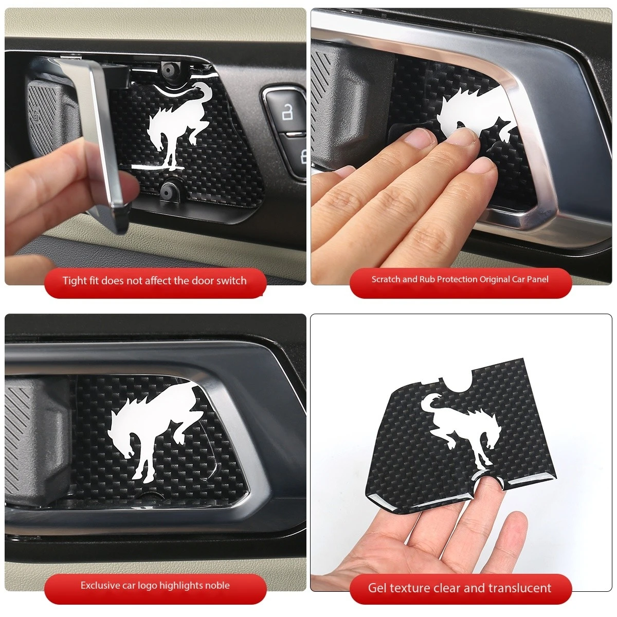 Suitable for Ford Bronco special drop glue carbon fiber pattern car interior door bowl handle decoration protection sticker modi
