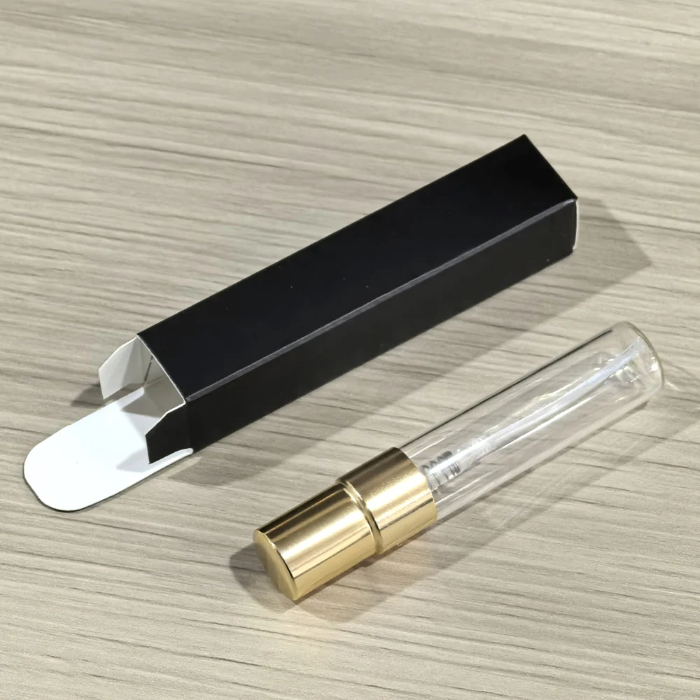 50 قطعة/الوحدة زجاجة عطر فارغة مع صندوق زجاجات رذاذ واضحة رذاذ عطر مع حزمة ورقة مربعة قابلة للتعبئة زجاجة عطر صغيرة