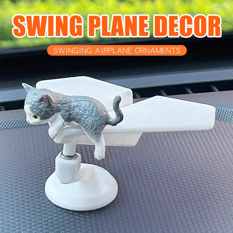 Trägheitsschaukel aus Kunststoff, Papier, Flugzeugbewegung, niedliche Katze, Kitty, Wag, Flugzeug, Sway, Auto-Ornament, Armaturenbrett-Dekorationen, cooles, lustiges Zubehör