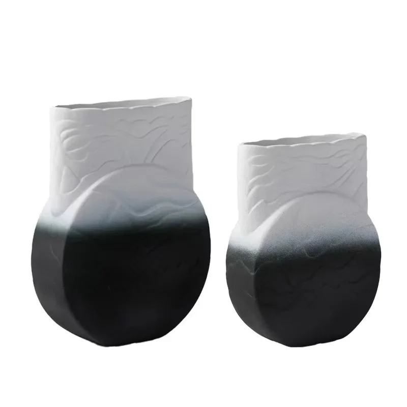 

New Chinese ink vase porch living room flower arrangement model room ornament home jewelry ceramic moon flower viewing device