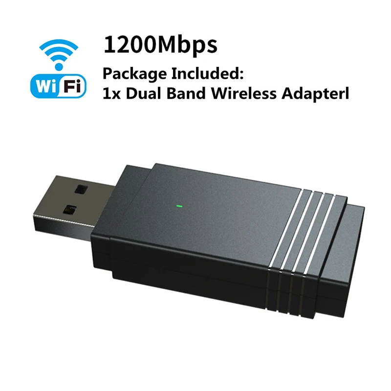 

USB 3.0 Wifi 1200Mbps Adapter Dual Band 2.4Ghz/5.8Ghz Bluetooth 5.0/WiFi 2 in 1 Antenna Dongle MU-MIMO wireless Adapter for PC