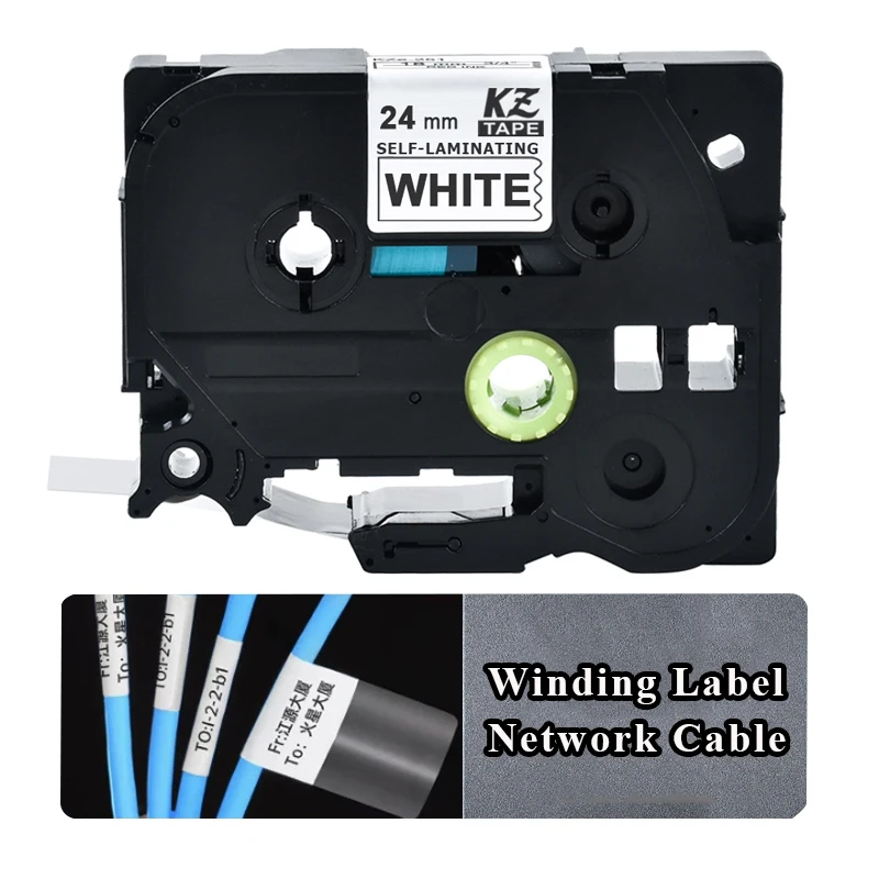 Etichetta auto-laminante compatibile TZE-SL251 per cavi di rete con pellicola protettiva trasparente per PT-E550W PT-E800W PT-P900W