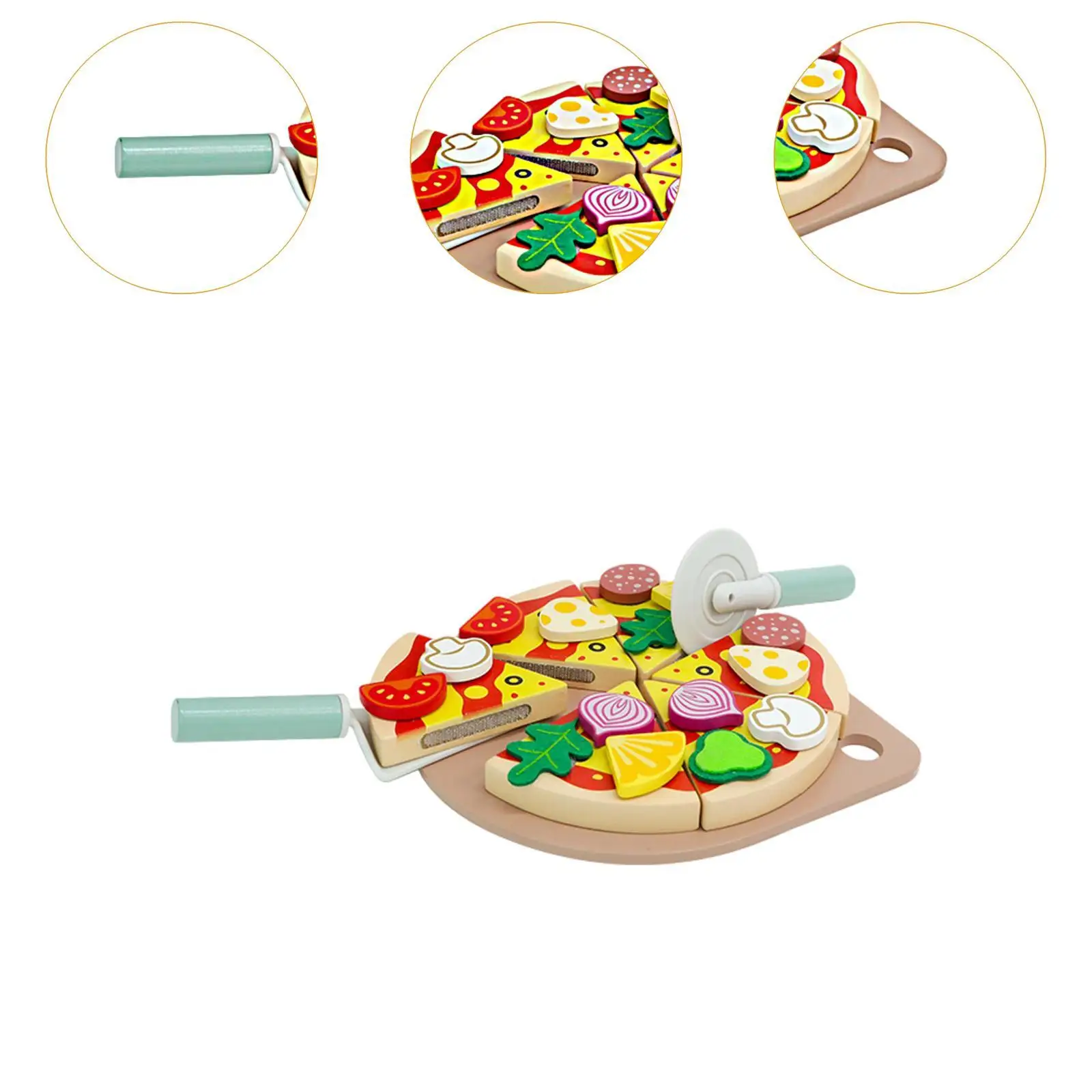 교육용 나무 피자 세트, 몬테소리 장난감, 주방 액세서리, 학습 장난감