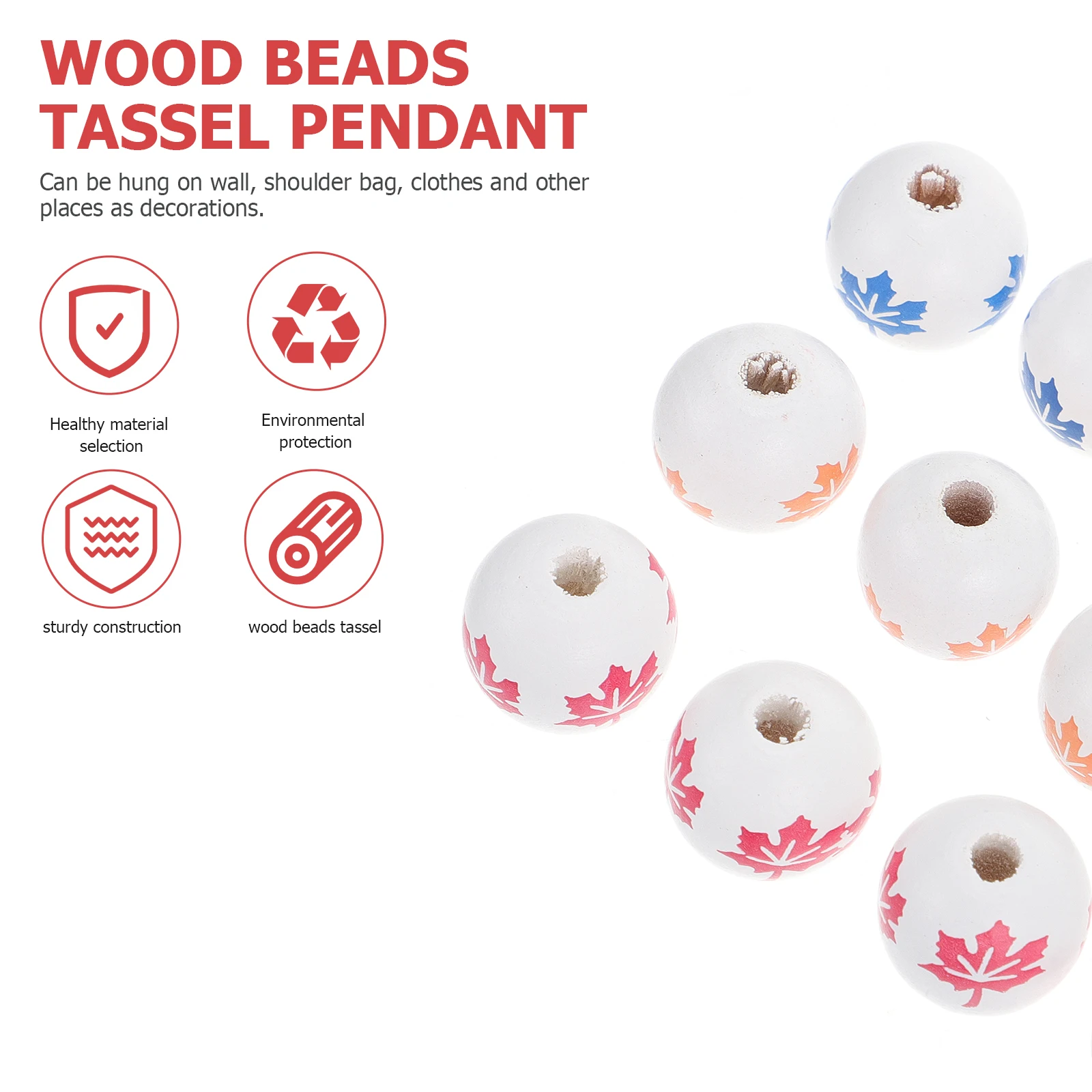 

60 Pcs Jewelry Colored Wooden Beads Charms for Making Ornaments Diy Fall Craft Maple Leaves