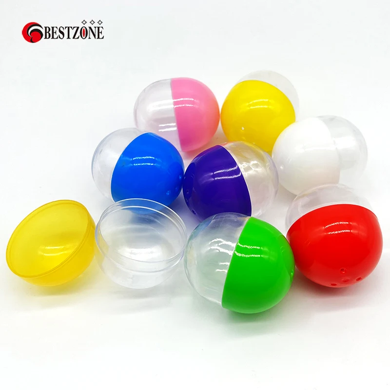 50Pcs Diameter 47x56MM 1.85*2.2Inch Plastic PP+PS Empty Toy Capsules Surprise Ball Half Transparent Kids For Vending Machine