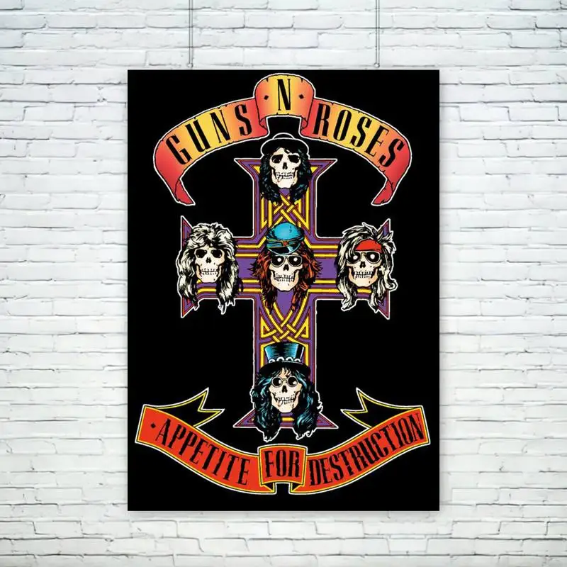 Vintage Rock Music Band G-Guns N Roses POSTER Wall Pictures For Living Room Fall Decor