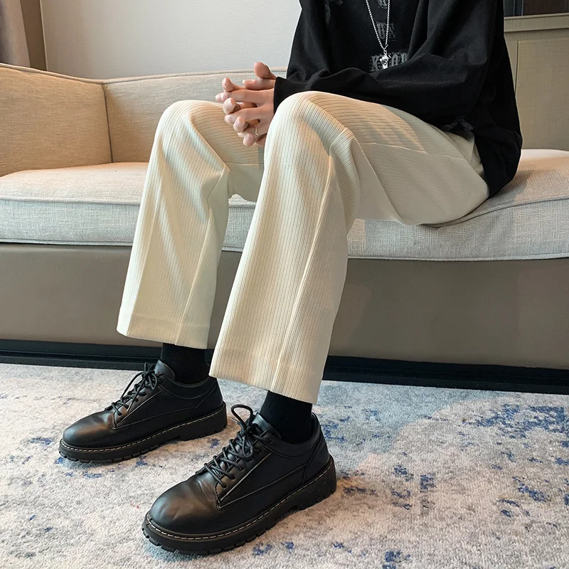 

Corduroy Men's Pants Spring Autumn Loose Straight Casual High-End Sensation Slimming Effectiveness Hong Kong Style Suit Pants