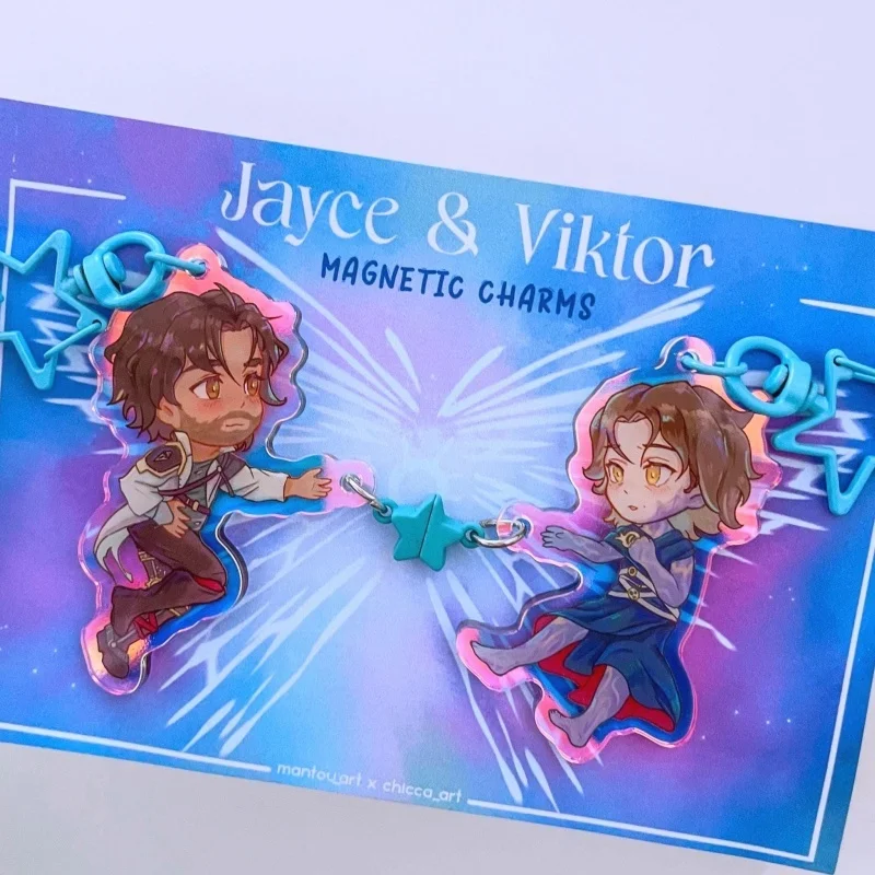 Jayce Viktor Star Link 5cm Acrylic Keychains Cute Arcane League of Legends Anime Bag Charms Backpack Pendants Collectible Gifts view 3