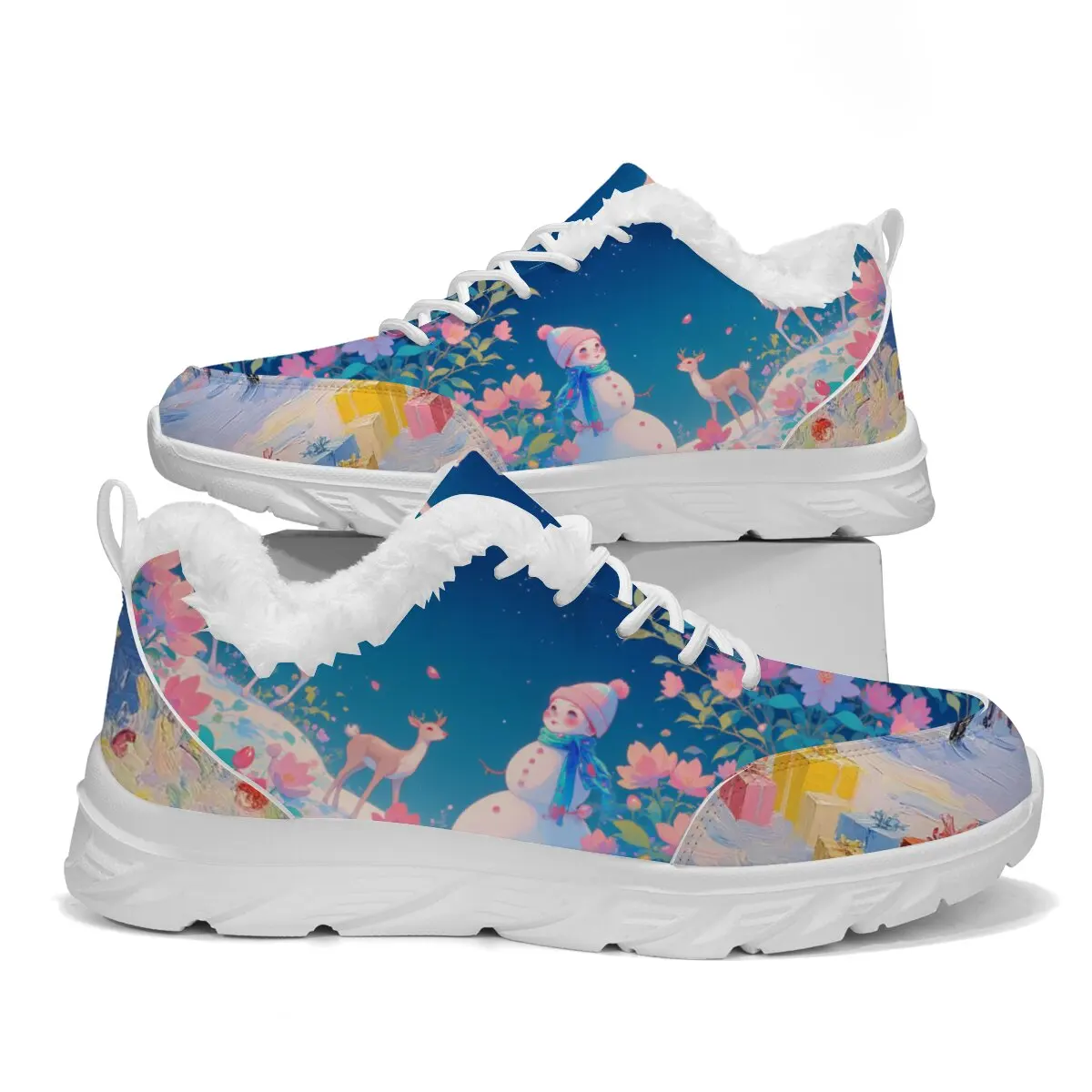 

Новая разноцветная повседневная спортивная обувь на мягкой подошве со снеговиком и мультяшным рисунком на Рождество и Хэллоуин со шнуровкой и вырезом