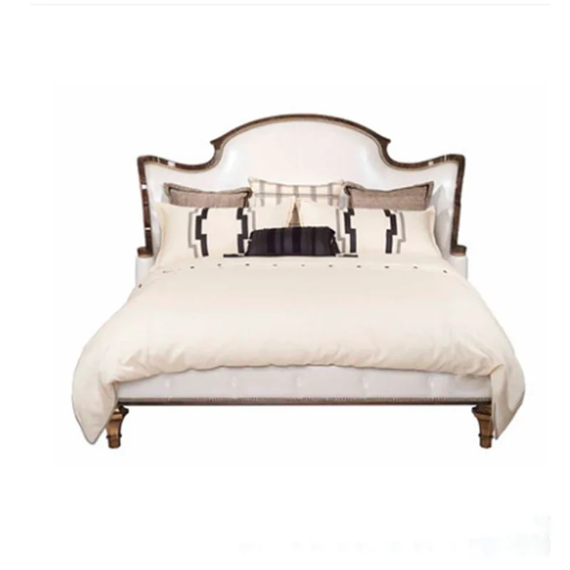 Double bed, Italian leather bed, 1.8 meters, master bedroom, princess queen bed furniture