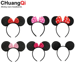 CHuangQi 2pcs Mouse Ears Headband with Bow, Mickey Minnie Ears Headband for Boy / Girl Birthday Party, Great Party Favors
