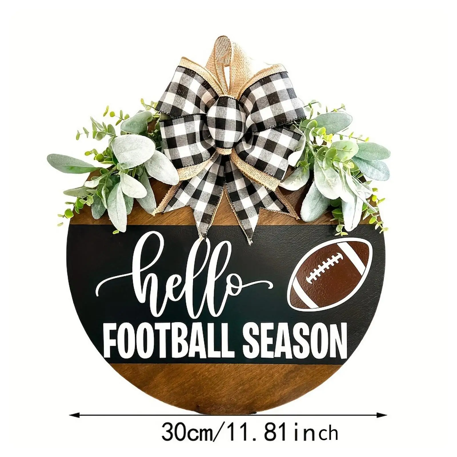 Rustic Hanging Wooden Plaque Football Season Theme Welcome Door Sign Exterior Entrance Decoration for Home