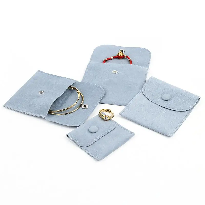 1 Pcs Dust Protect Portable Soft Velvet Gift Jewelry Bag Snap Button Packaging Bag Necklace Earrings Bracelet Ring Storage Pouch