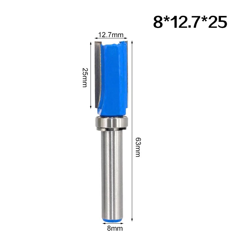 1PC 8MM Shank Milling Cutter Wood Carving Flush Trim Router Bit Pattern Bit Top Bottom Bearing 1/2\