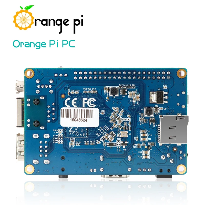 Orange Pi PC H3 1GB Quad-Core, zwart/witte behuizing, 5V3A Type-C EU/US-voeding, 2MP camera Optionele ondersteuning Android, Ubuntu, Debian