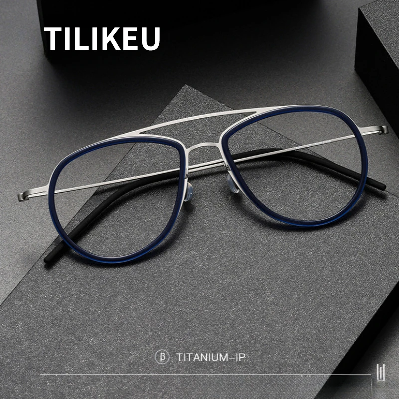 

2025 New Pure Titanium Screwless Eyewear Double Beam Pilot Frame Denmark Brand Men Women Ultralight 8.2g Retro Eye glasses Frame