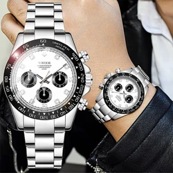 WWOOR Watch For Men Fashion Luxury Sport Chronograph Panda Dial Watches Waterproof Luminous Man Watch Auto Date Quartz Clock