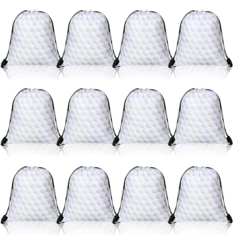 12 Pieces Golf Drawstring Bags Bulk Small Sport Goodie Bags Snack Treat Backpack for Ball Birthday Party Favor Team Gifts