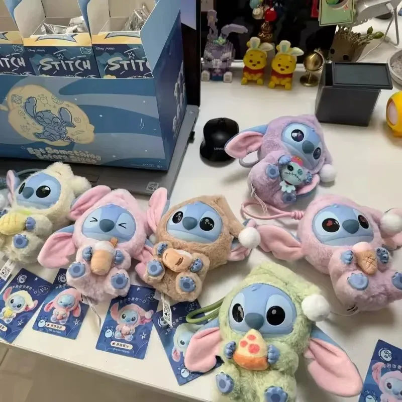 Disney stitch New Series Blind Box Plush Bag Pendant Toys Cute Flocking Fluffy Dolls Cute Toy Keychain Decorative Gift