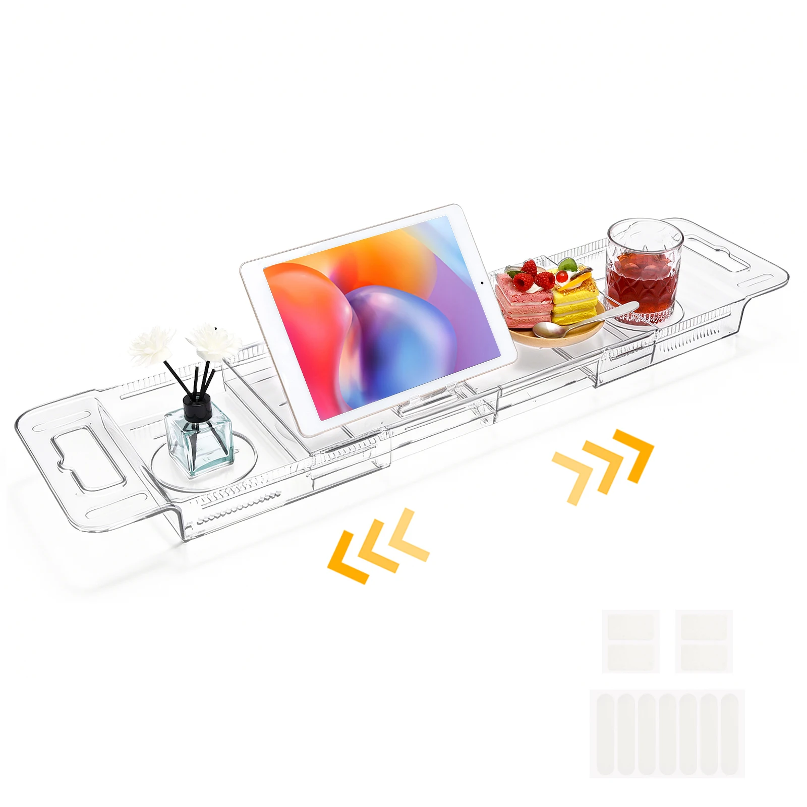 

Раскладной поднос для ванной с подставкой для чтения и держателем для планшета, прозрачная полка для хранения в ванной, подставка для бокалов