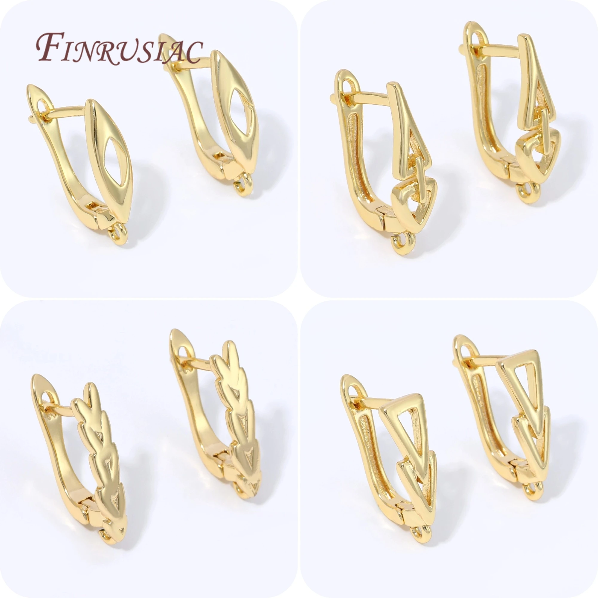 18K Gold Plated Shvenzy Geometric Hollow Earring Clasp Fasteners Findings DIY Jewelry Making Accessories For Handmade Earrings