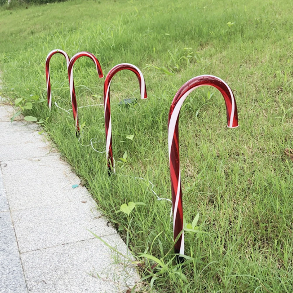 

5Pcs Waterproof LED Crutch Lawn Lamp Christmas Outdoor Garden Pathway Patio Ground Light Decorative Christmas LED Crutch Lamp