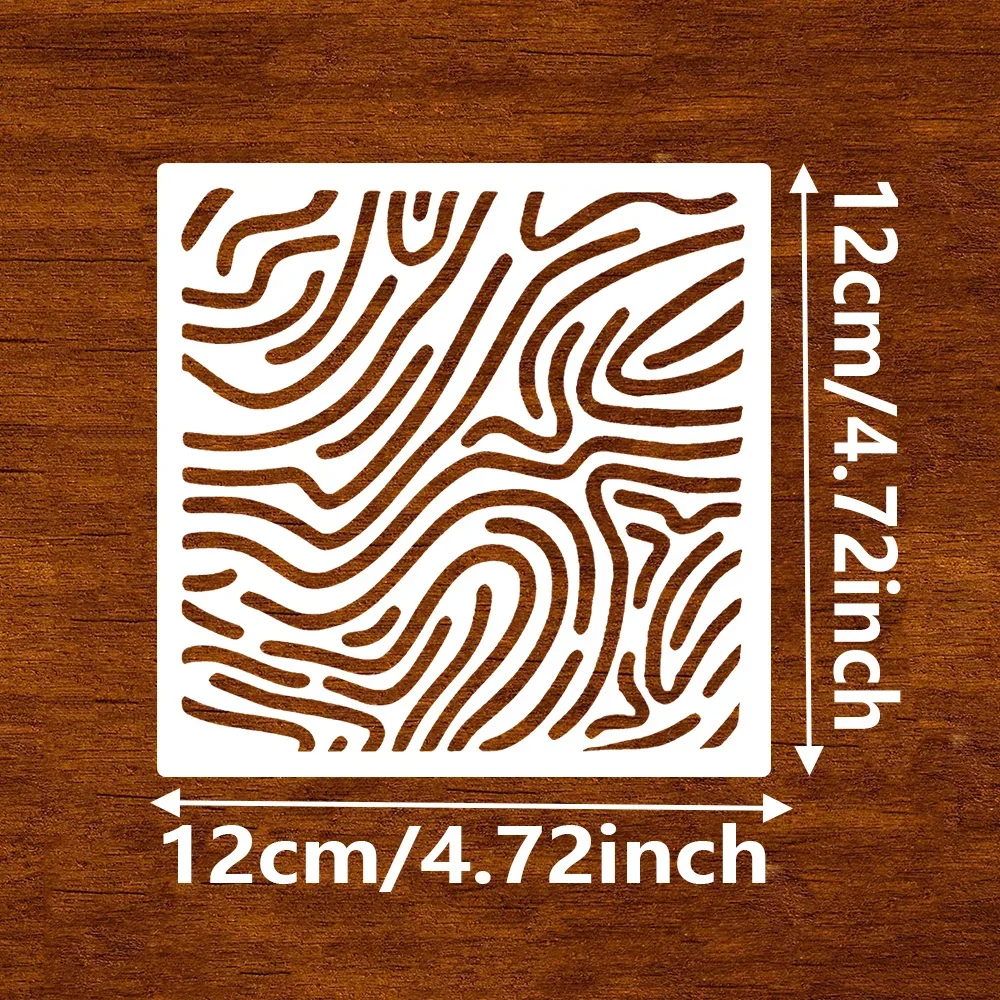 Cake Cookie Stencils 4Pcs 12x12cm, Square Wave River Patterns, Food Grade PET Templates for Baking & Journal Decor