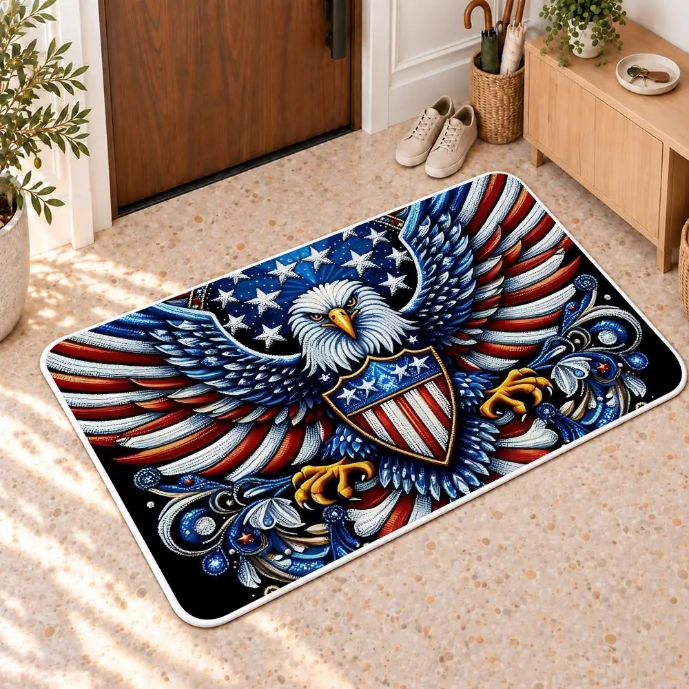 Eagle God Bless America Floor Mat Flannel Rug Soft Non Slip Door Mat For Bathroom Bedroom Kitchen Living Room Home Decor