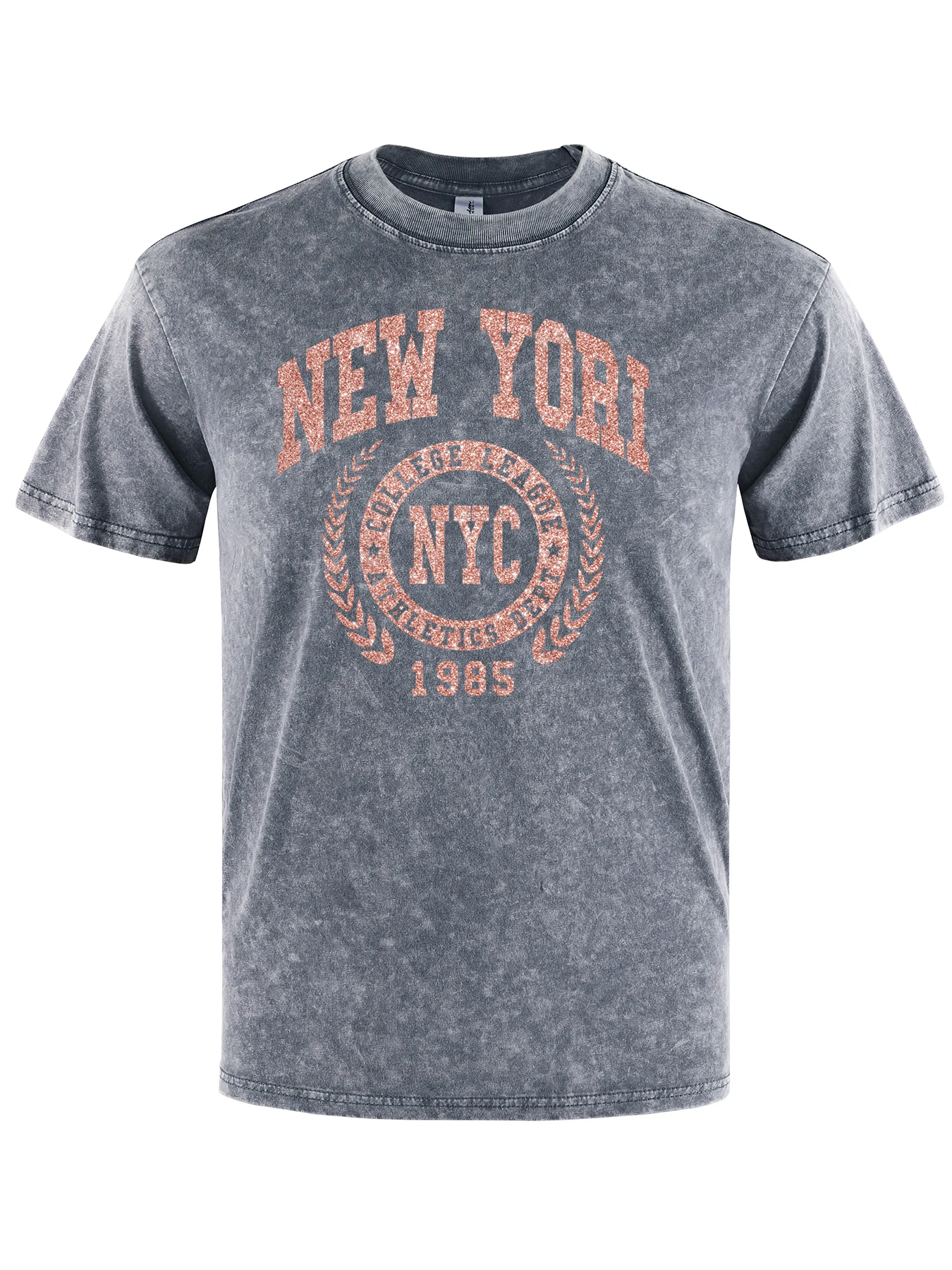 

Розовое золото, стираная футболка с принтами Нью-Йорка, мужские удобные хлопковые футболки, мягкая футболка большого размера, повседневная свободная футболка унисекс с коротким рукавом