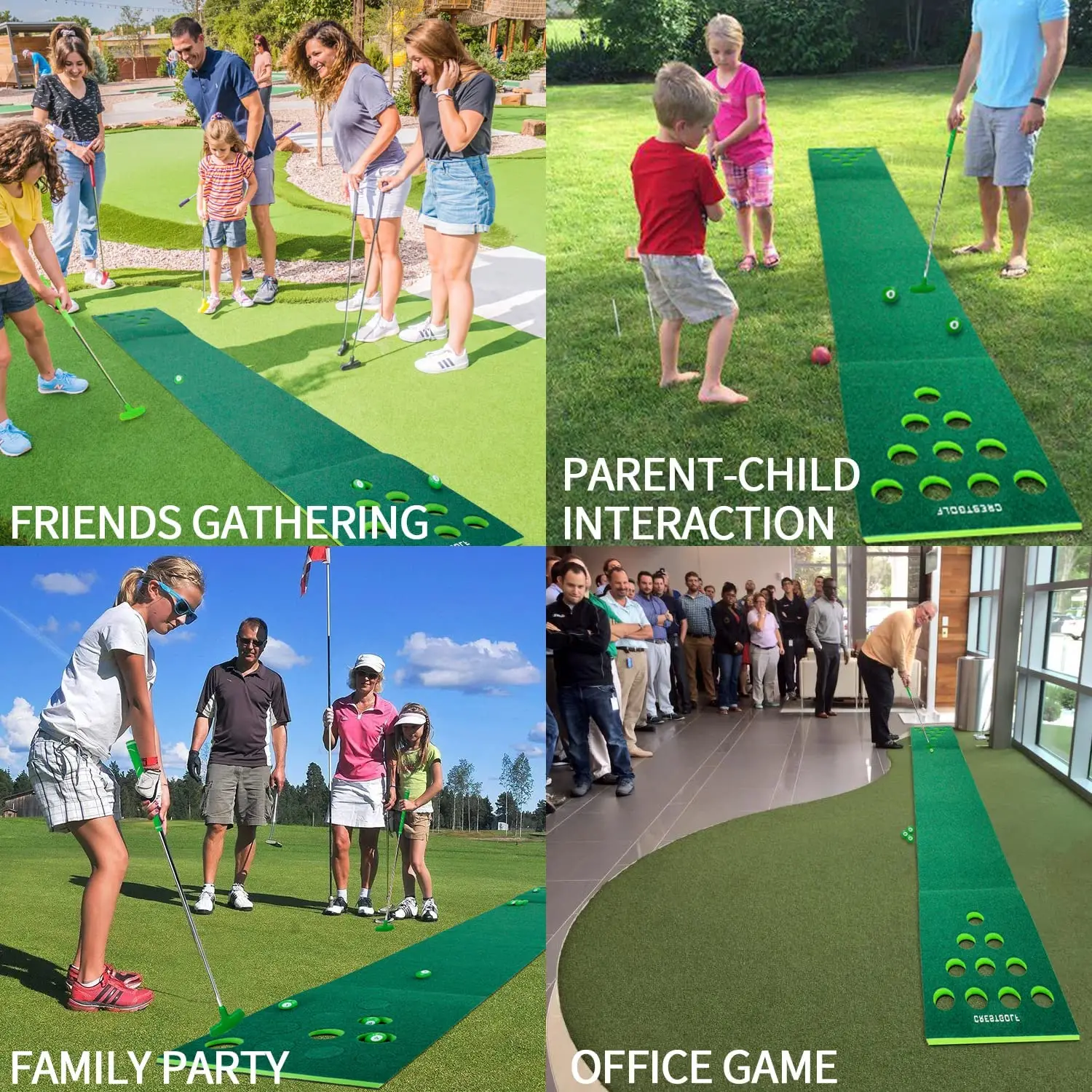 Crestgolf Practice Golf Putting Mat Indoor Outdoor 20 Holes Training Pad Supplies For Golf Putting Green Game