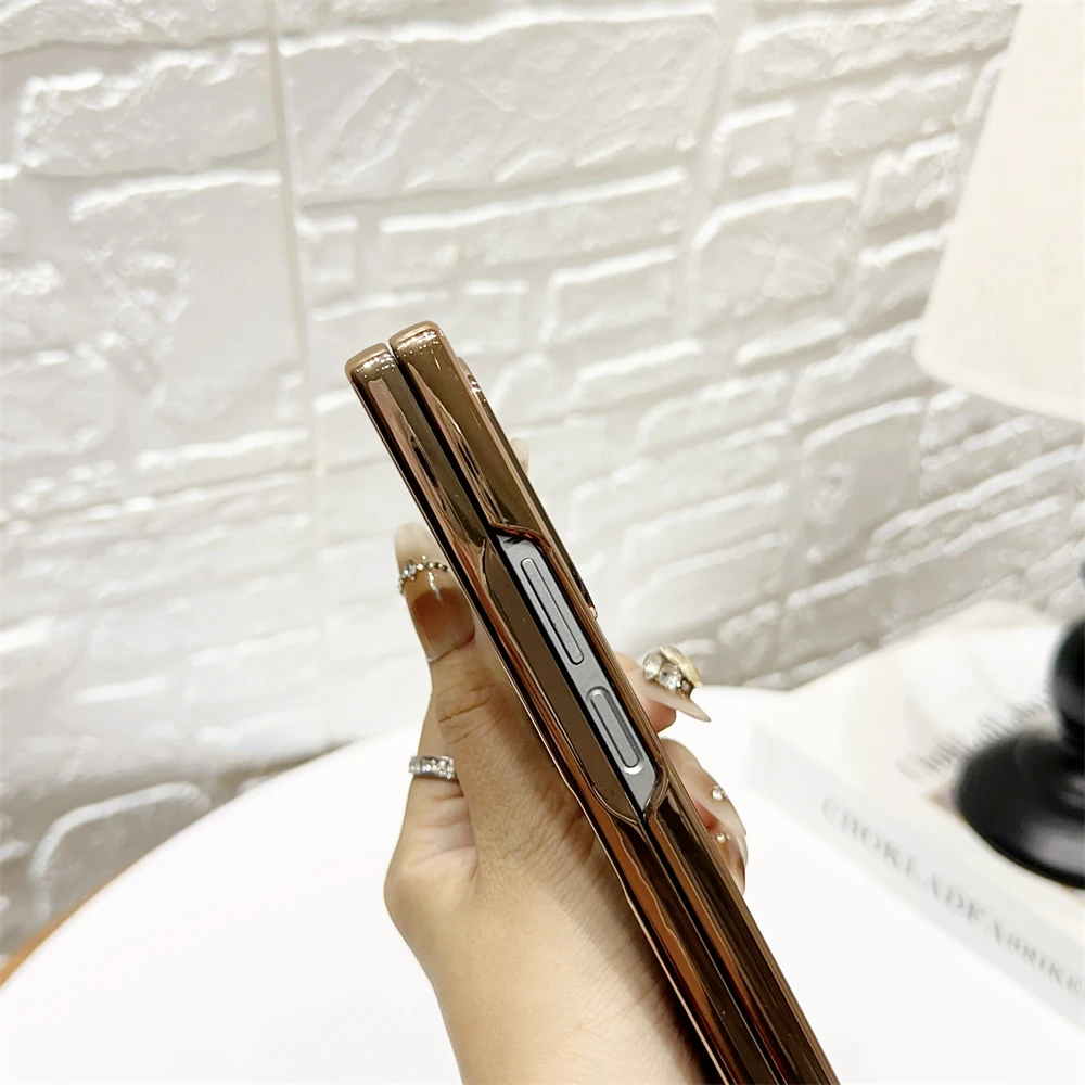 Fold7 Custodia per telefono di ricarica wireless galvanica di lusso per Samsung Galaxy Z Fold 7 3 4 5 6 per cover posteriore per telefono con placcatura magnetica