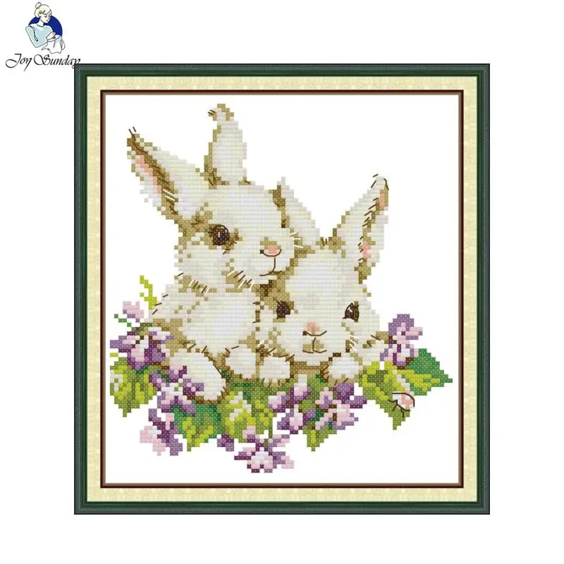 Joy Sunday Bunny Siblings Pattern Cross Stitch Kit Home Decoration Gift Factory Outlet DMC 16CT 14CT 11CT Hand Embroidery
