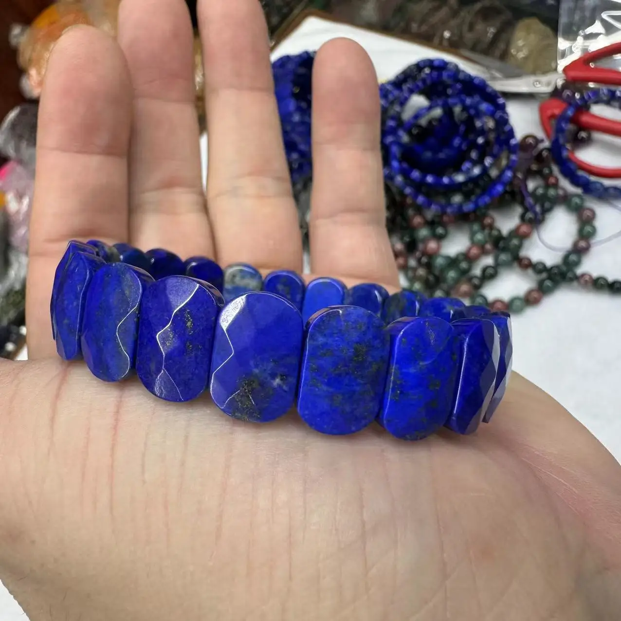 AAA Grade Natural Lapis Lazuli Stone Beads Bracelet Natural Gemstone Jewelry Bangle For Women For Men For Gift Wholesale !