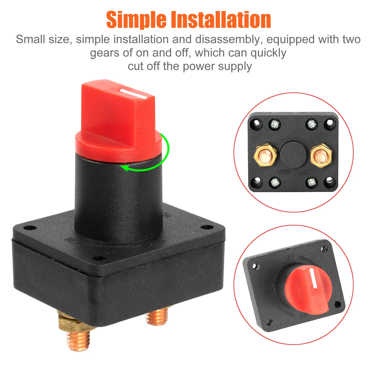 Universal 12V 24V 48V 60V Battery Isolator Switch Disconnect Power Cut Off Kill Switch Car Boat Van Truck Marine Auto 100A 300A
