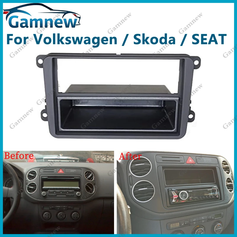 1 Din 2 Din Car Radio Fascia For VW Golf Touran Passat 3C Caddy EOS Skoda Octavia Frame Kit Install Facia Face Plate