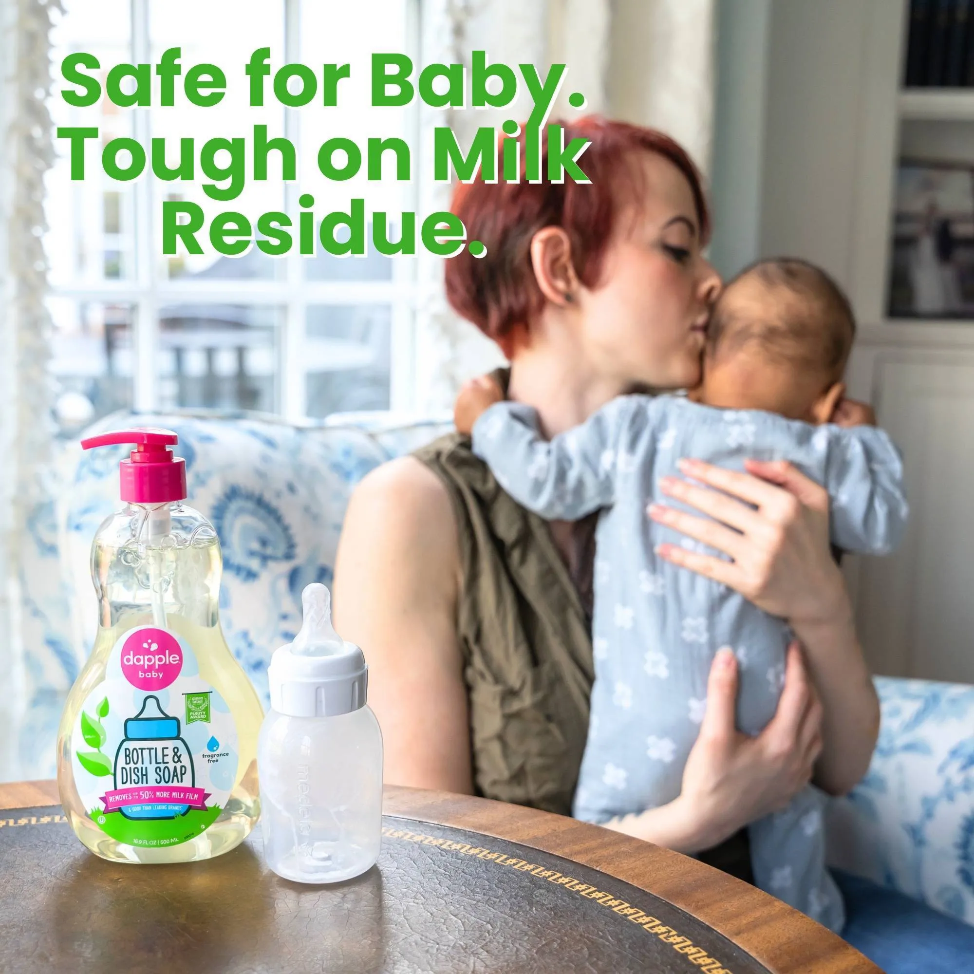 Fragrance Free Bottle And Dish Soap, Hypoallergenic Plant Based Cleaner For Baby Feeding Items, Gentle Rinse