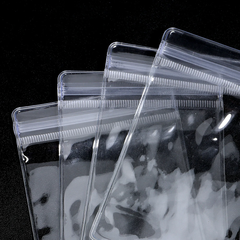 20Pcs 4-15cm PVC Transparent Self sealing Bag Jewelry Packaging OPP Zipper Bag For DIY Bracelet Necklace Bead Storage Display
