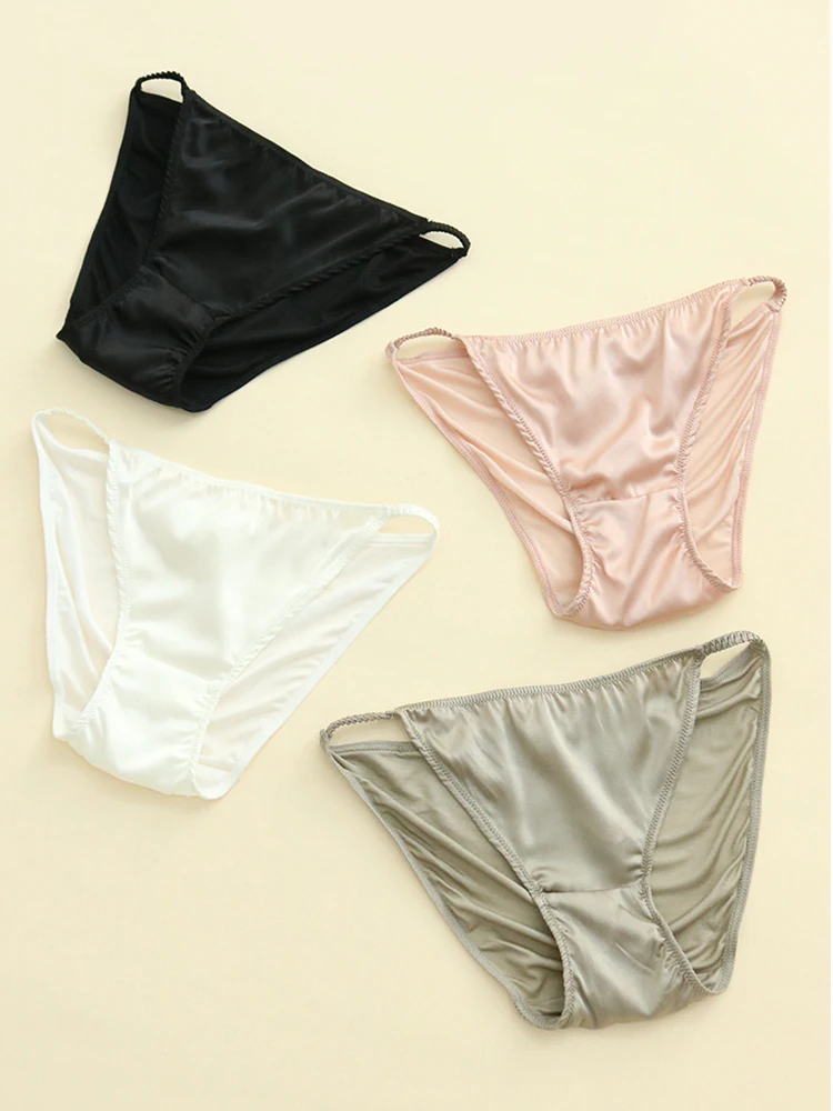 النساء الملابس الداخلية التوت الحرير سراويل مريحة للتنفس منخفضة الخصر السروال الفاخرة الحرير السلس ملخصات مثير فتاة الملابس الداخلية #4