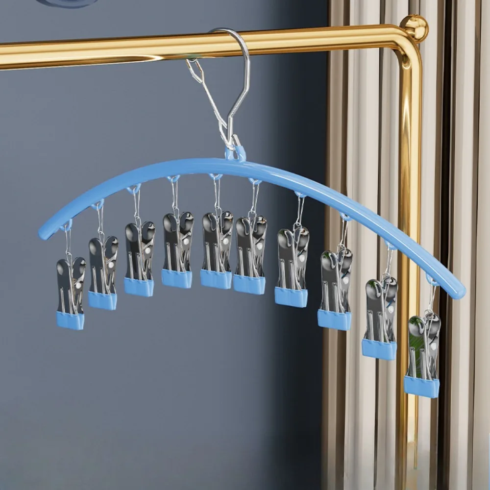 Windproof Drying Rack with Clips – Plastic Coat Hanger for Socks, Jackets & Household Laundry, Non-Slip Outdoor Clothes Rack