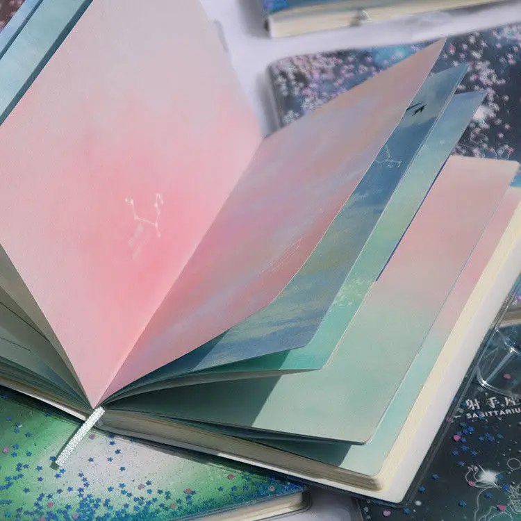 A6 Starry Pvc Leather Notebook Hardcover Paper Journal Diary Planner Notepad Starry Sky Constellation Series Daily Work new