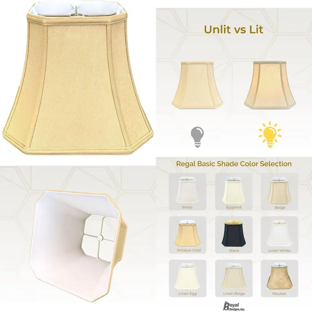 

Square Cut Corner Bell Lamp Shade Antique Gold Finish 9x16x13 Inch Decorative Lighting Shade