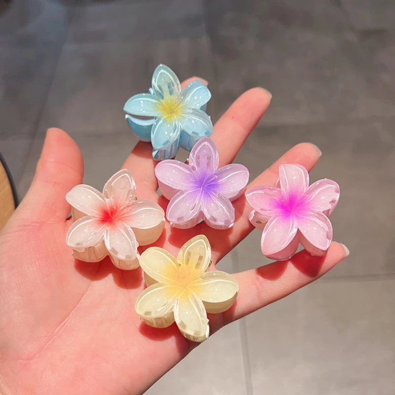 Colorful Flower Hairpin Small Hair Claws For Girls Floral Hair Clips Bohemia Petal Shape Claw Clips Sweet Hair Accessories