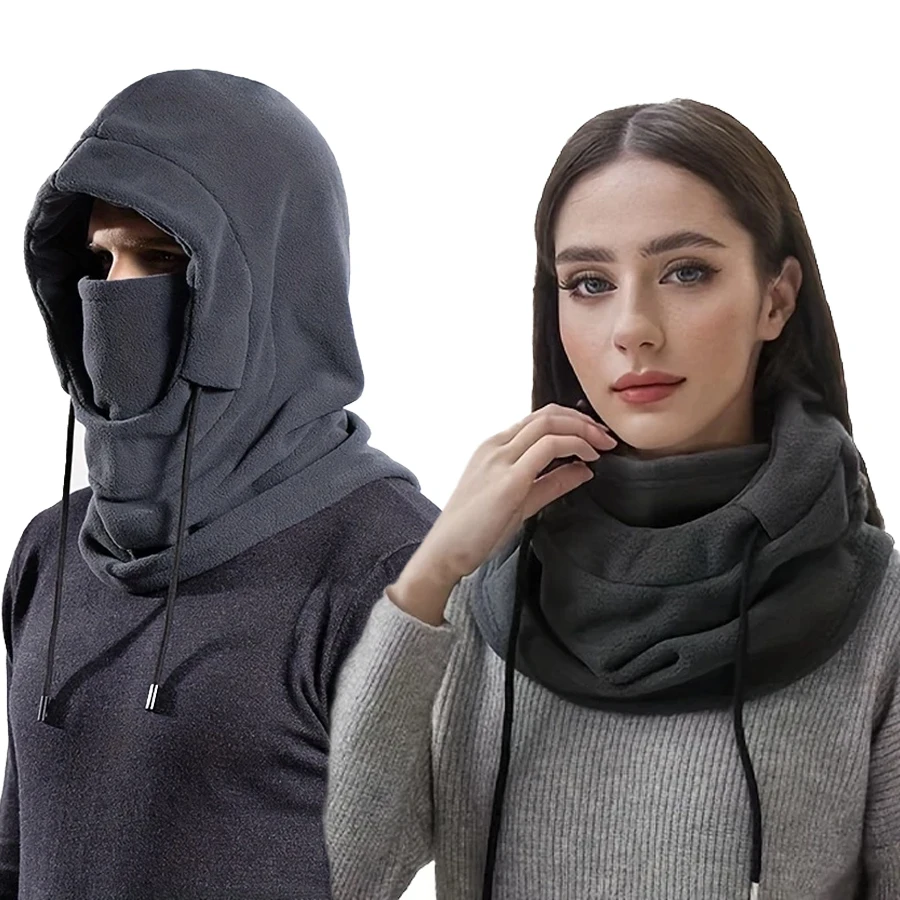 4-in-1 Windproof Warm Winter Balaclava Neck Gaiter Hood for Skiing & Outdoor Activities, Thermal Face Cover Polyester Material