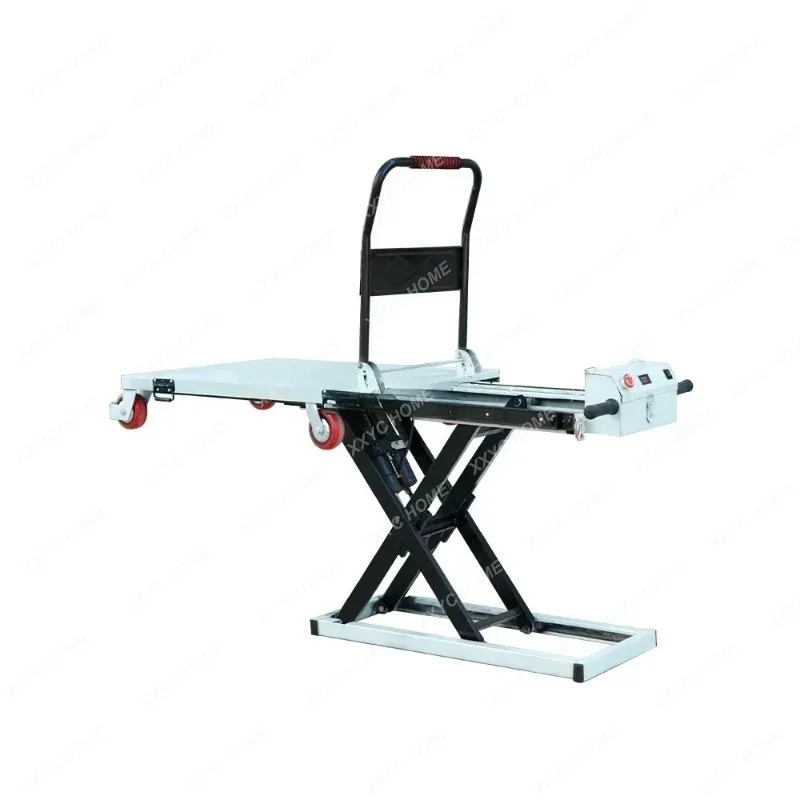 XXPortable Electric Hydraulic Lifting Loading and Unloading Cargo Scissor Slide Rail Trolley
