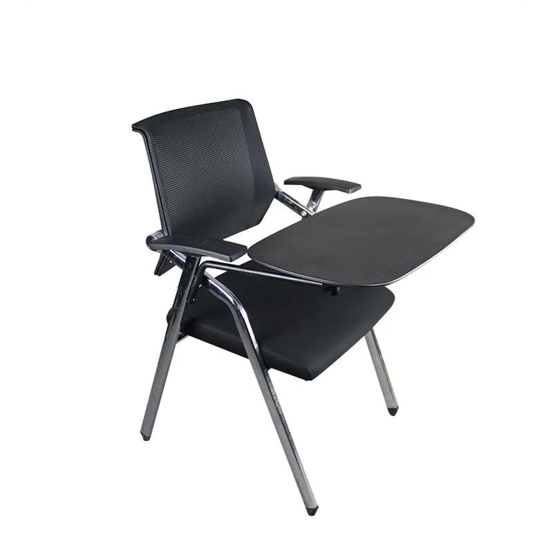 Integrated Convenient Plastic Meeting Portable Backrest Office Chair Training Mesh Conference Chair With Folding Writing Board