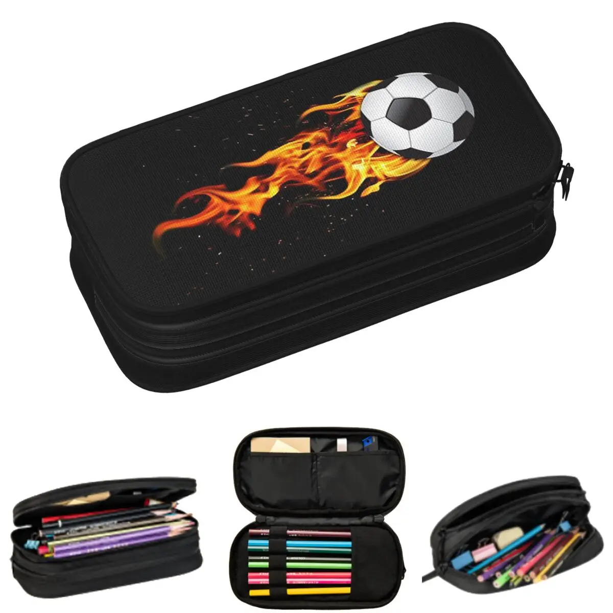 

Пеналы для школьников с дизайном футбольного мяча Flame Soccer Ball A Water Splash Football, подарочные пеналы-коробки, пеналы-косметички, пеналы большой вместимости